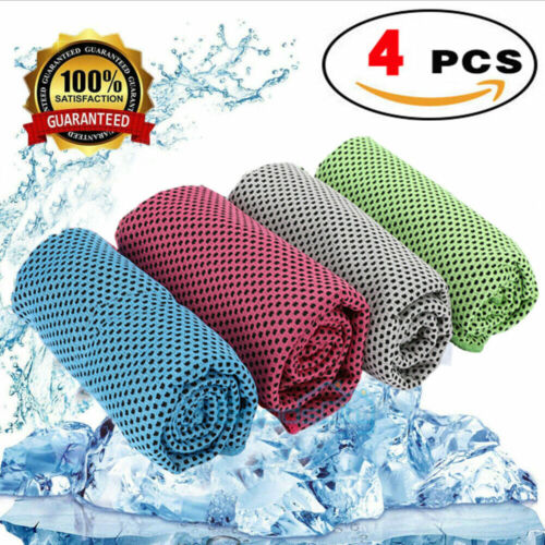 4 Pack Ice Cold Instant Cooling Towel Running Jogging Gym Chilly Pad Sports Yoga