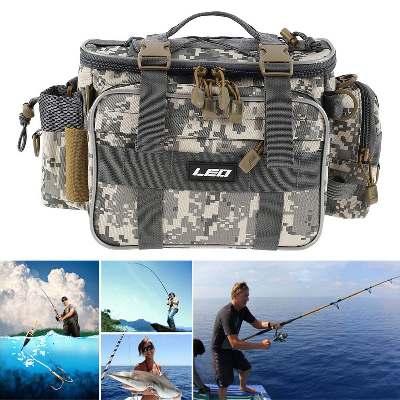Fishing Tackle Bag Pack Shoulder Box Reel Lure Gears Storage Waist Waterproof .c