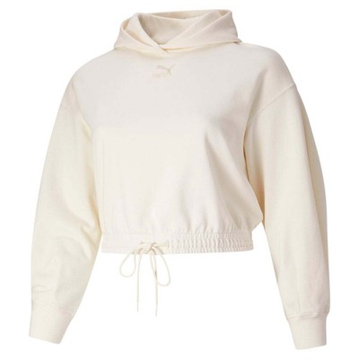 Puma Classics Cropped Pullover Hoodie Plus Женская черная повседневная верхняя одежда 5378179