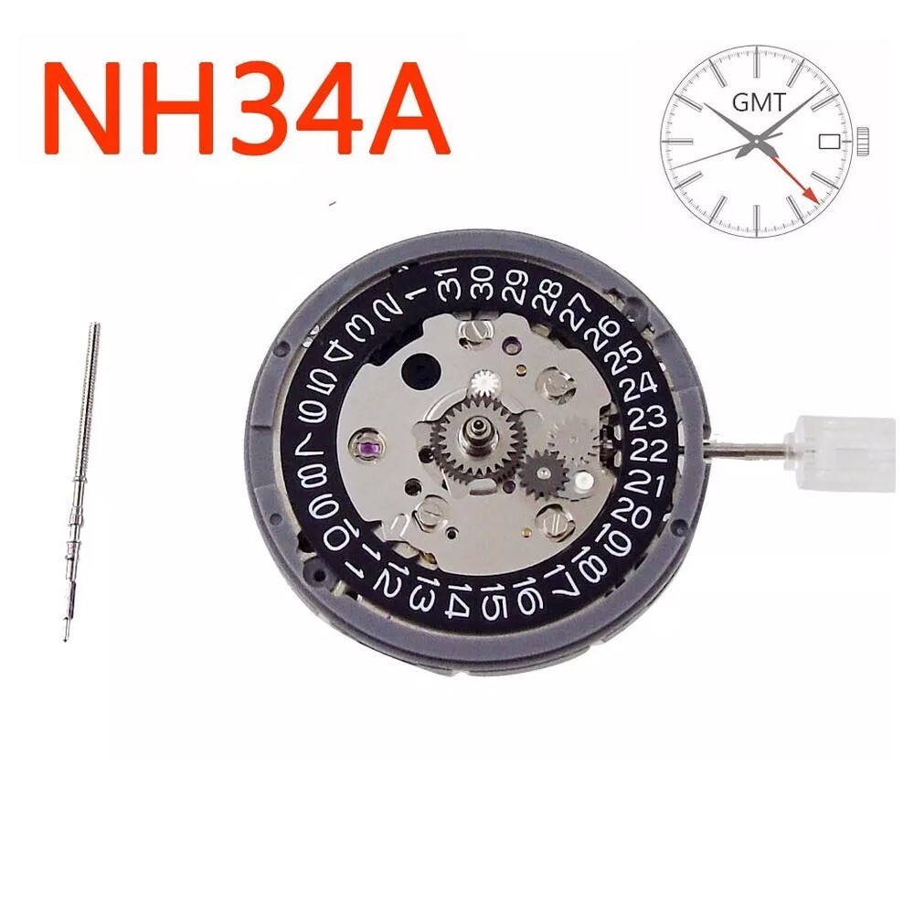 NH34 Automatic Mechanical GMT Movement Black Date Hacking