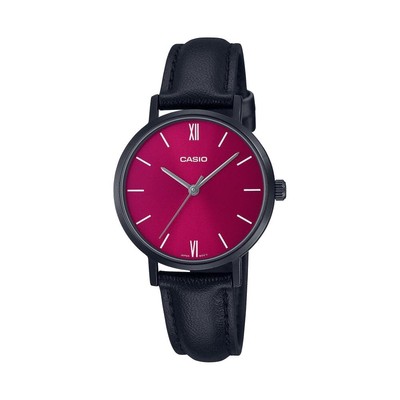 CASIO GENERAL LTP-VT02BL-4AUDF-P BLACK LEATHER WOMEN WATCH