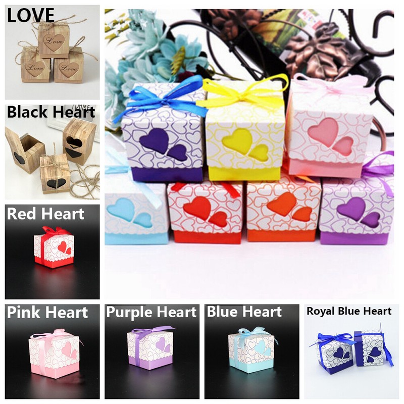 Favor Kraft Paper DIY Gifts Love Heart Square Case Candy Box Chocolate Bag