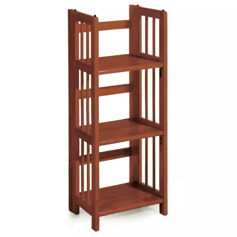 Walnut Folding Bookcase Solid Wood Folding Shelf Stackable Storage Bookcase
