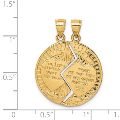 Pre-owned Superdealsforeverything Real 14kt Yellow Gold Break-apart Mizpah Pendant
