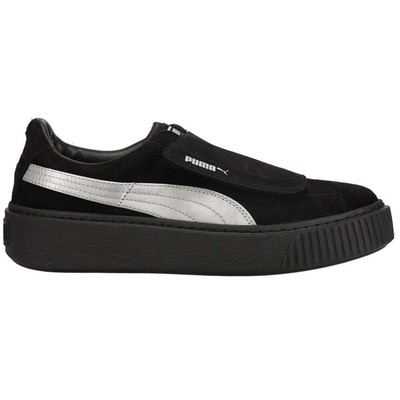 Puma Strap Satin Ep Logo Platform Slip On Womens Black Sneakers Повседневная обувь 36