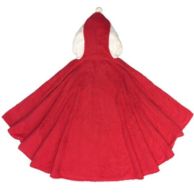 Fuzzy Santa Claus Poncho Red Plush Unisex Adult Christmas Holiday Costume OS