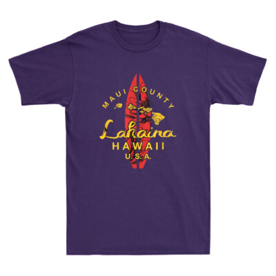 Hawaii Lahaina Maui Vintage Hawaiian Islands Surf Retro Men Short Sleeve T-Shirt