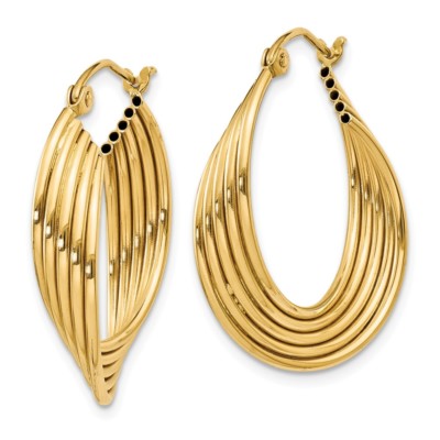Pre-owned Superdealsforeverything Real 14kt Yellow Gold Lightweight Fancy Hoop Earrings