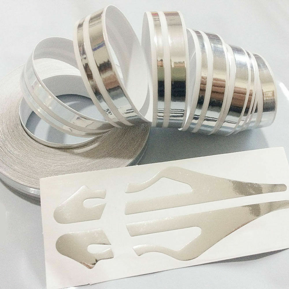 Chrome Silver Double Pin Stripe Pinstriping Tape Vinyl Sticker Car DIY