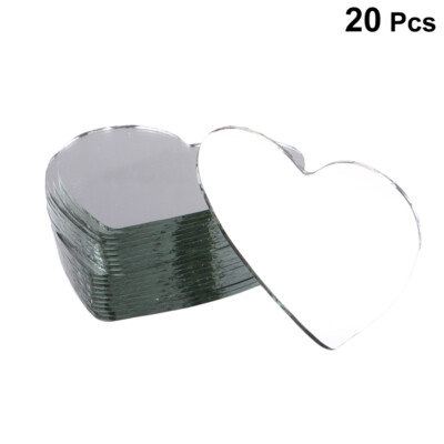 20PCS Heart Shaped Mirror Craft Projects Craft Mirror Tiles Bulk Round Mirror