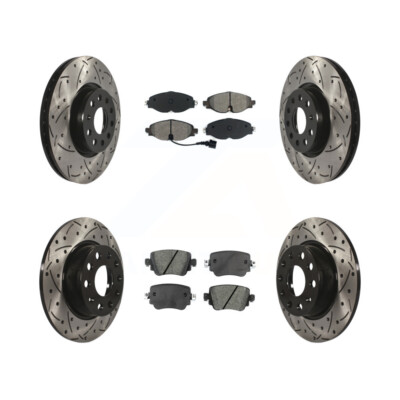 KDS Front Rear Drill Slotted Brake Rotors Pads for Volkswagen Golf Alltrack GTI