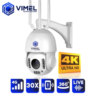Wireless 4G Security Camera High-End ULTRA HD 4K Recording 30X Optical Zoom 24/7