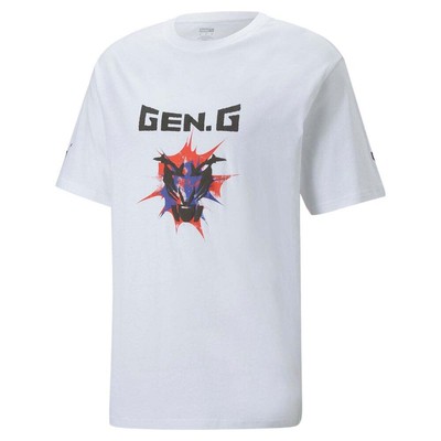 

Puma Gen.G Graphic Crew Neck Футболка с коротким рукавом Мужские белые повседневные топы 5367330, Белый, Puma Gen.G Graphic Crew Neck Short Sleeve T-Shirt
