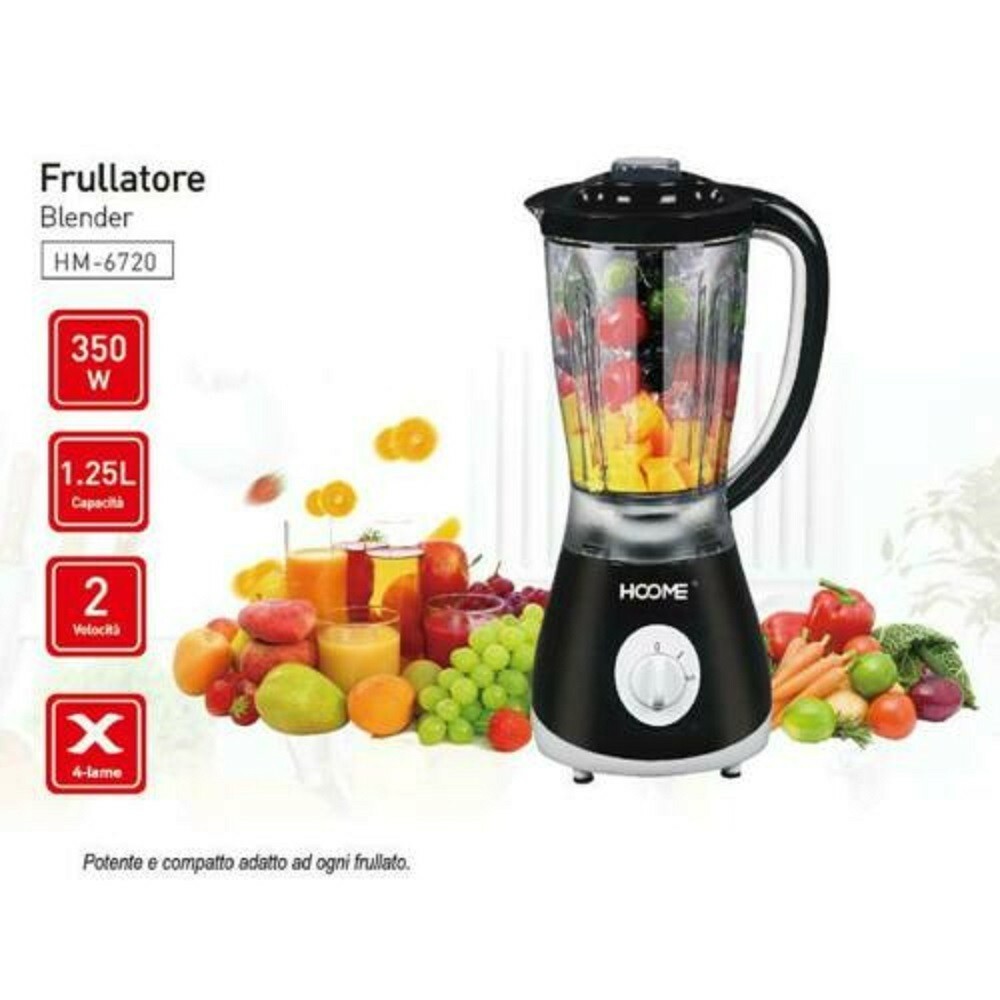 Frullatore Elettrico Tritatutto Frutta Frappe 1,25 Lt 350 Watt Hoomei Hm-6720