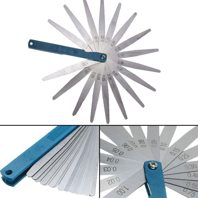 Metric Steel 17 Blade Feeler Gauge Spark Plug Gap Measuring Tool Set 0