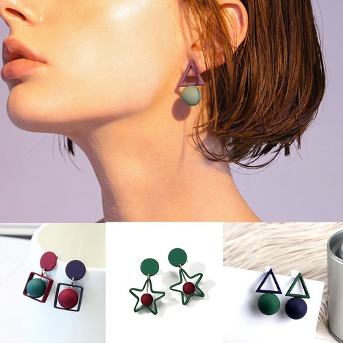 Colors Hollow Brincos Dangle Round Drop Pentagram Earrings Jewelry Square
