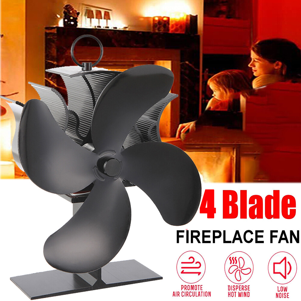 Stromloser Kaminofen Ventilator Fan Für 4 Flügel Herd Gebläse Lüfter