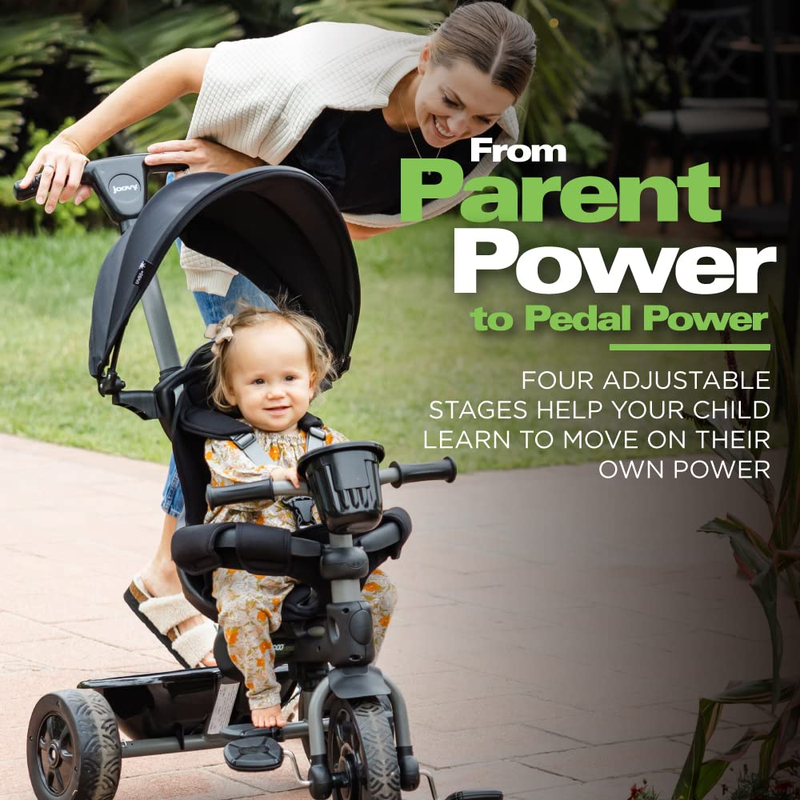 Joovy Tricycoo 4.1 Kid'S Tricycle, Push Tricycle, Toddler Trike, 4 Stages, Black