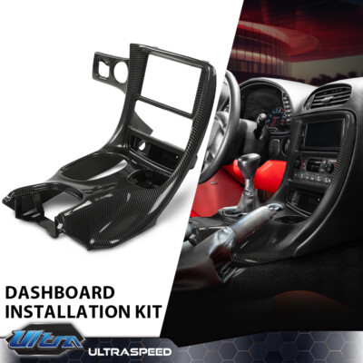Double Din Radio Center Dash Bezel Kit Carbon Look Fit For 1997-2004 Corvette C5