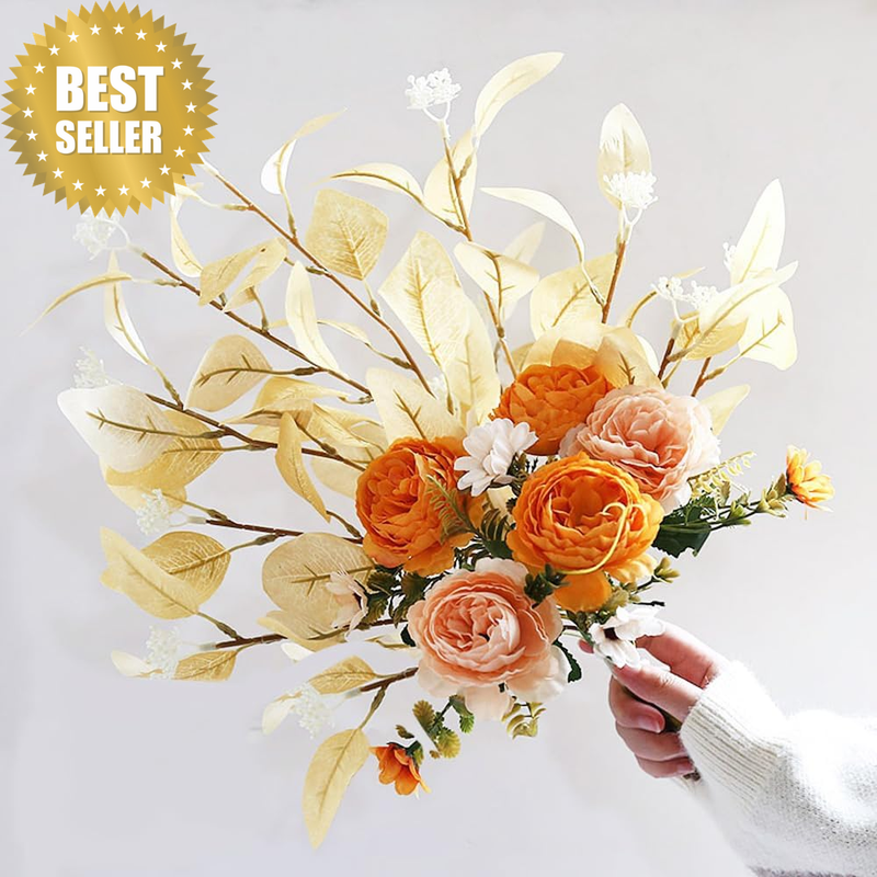 Artificial Flowers Set Faux Plant Peonies Bulk Leaf with Stems Peonies Eucalyptu
