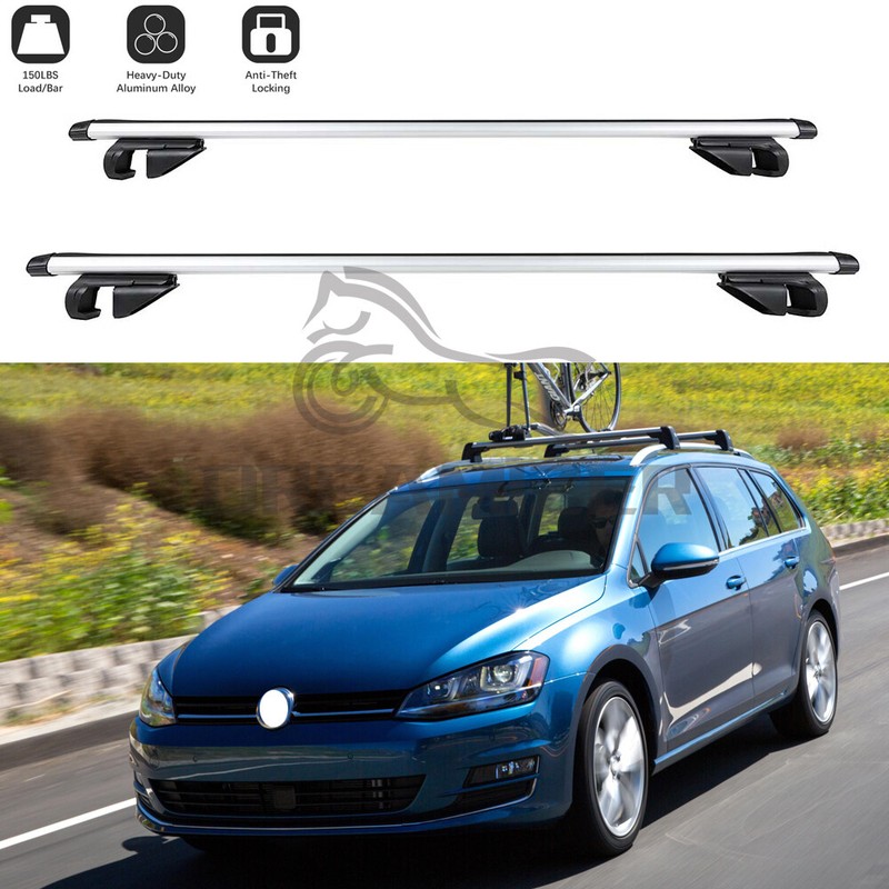 For For VW Golf Wagon 2002-2019 Roof Rack Cross Bars Luggage Carrier Silver Alu