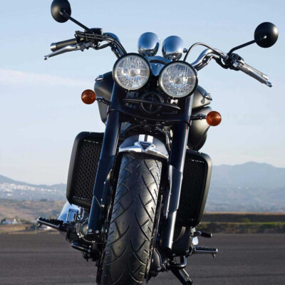 Black Front Twin Headlight Motorcycle Double Dual Lamp Street Fighter Universal