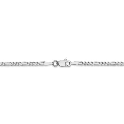 Pre-owned Superdealsforeverything Real 14kt White Gold 2.25mm Flat Figaro Chain; 24 Inch; Lobster Clasp