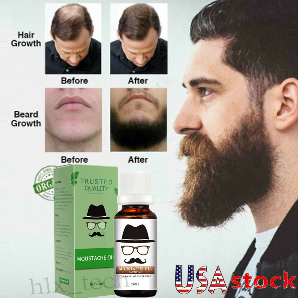 Details about Beard Growth Oil Serum Fast Growing Beard Mustache Facial  Hair Grooming for Men~