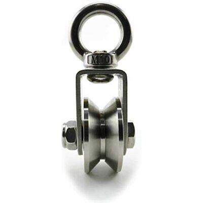 Heyous 1-Pack V Swivel Pulley 304 Stainless Steel Duplex Bearing Super-Silent