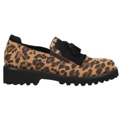 Женские коричневые повседневные лоферы на плоской подошве VANELi Zoelie Leopard 309573