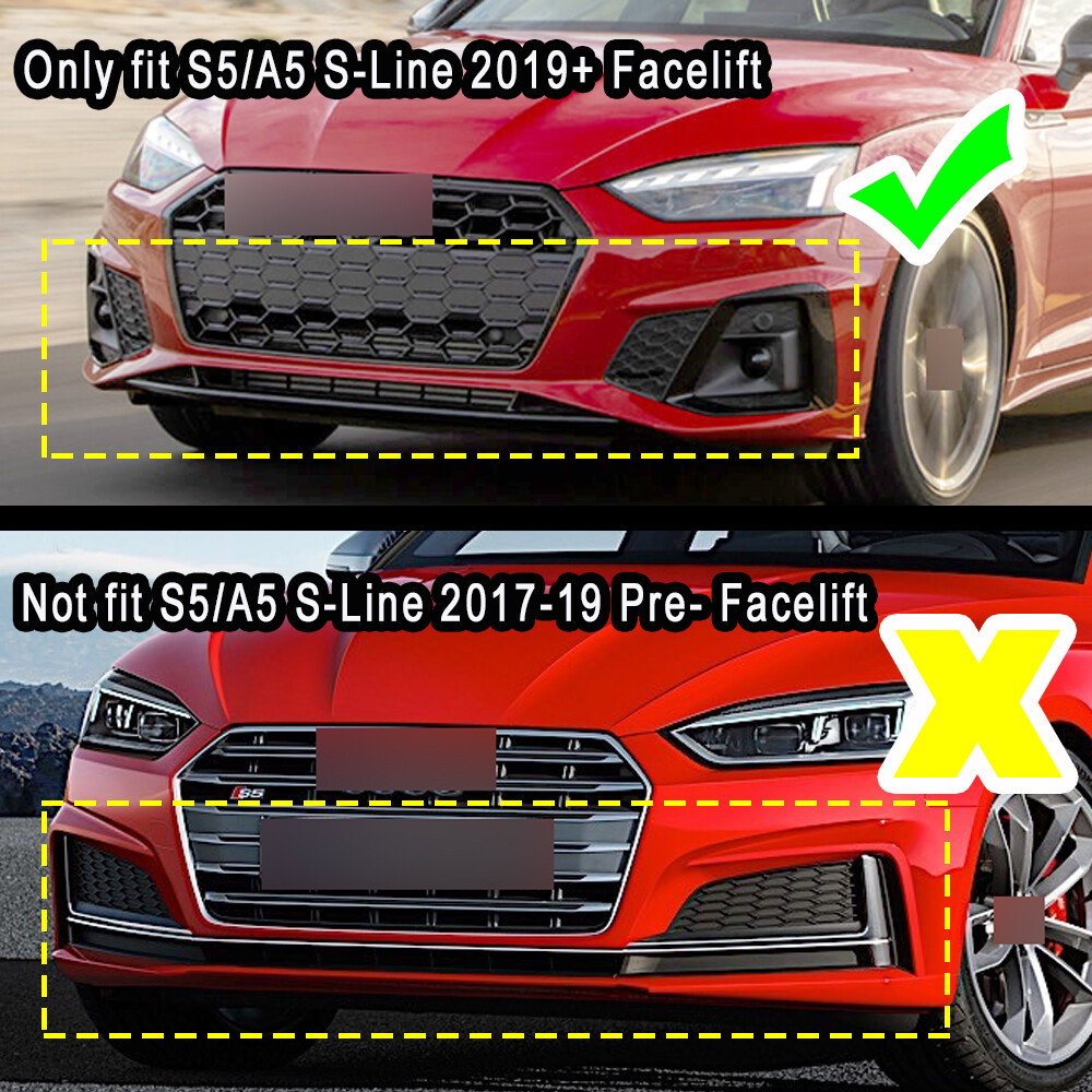 For Audi A5 S-line S5 2021-2024 Gloss Black Front Bumper Lip Spoiler Splitter