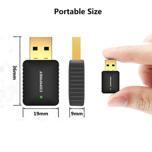 Adaptador de red WiFi inalámbrico USB w//Antenna 802.11AC 2.4//ndows para 10//8//7