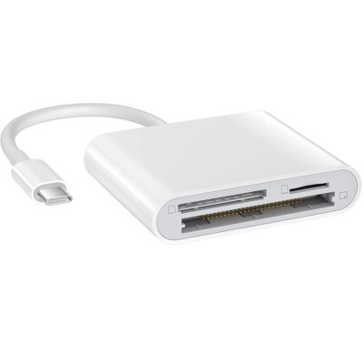 USB C CF/SD/TF Card Reader, Compact Flash Reader 3-Slot Memory Card Adapter for 