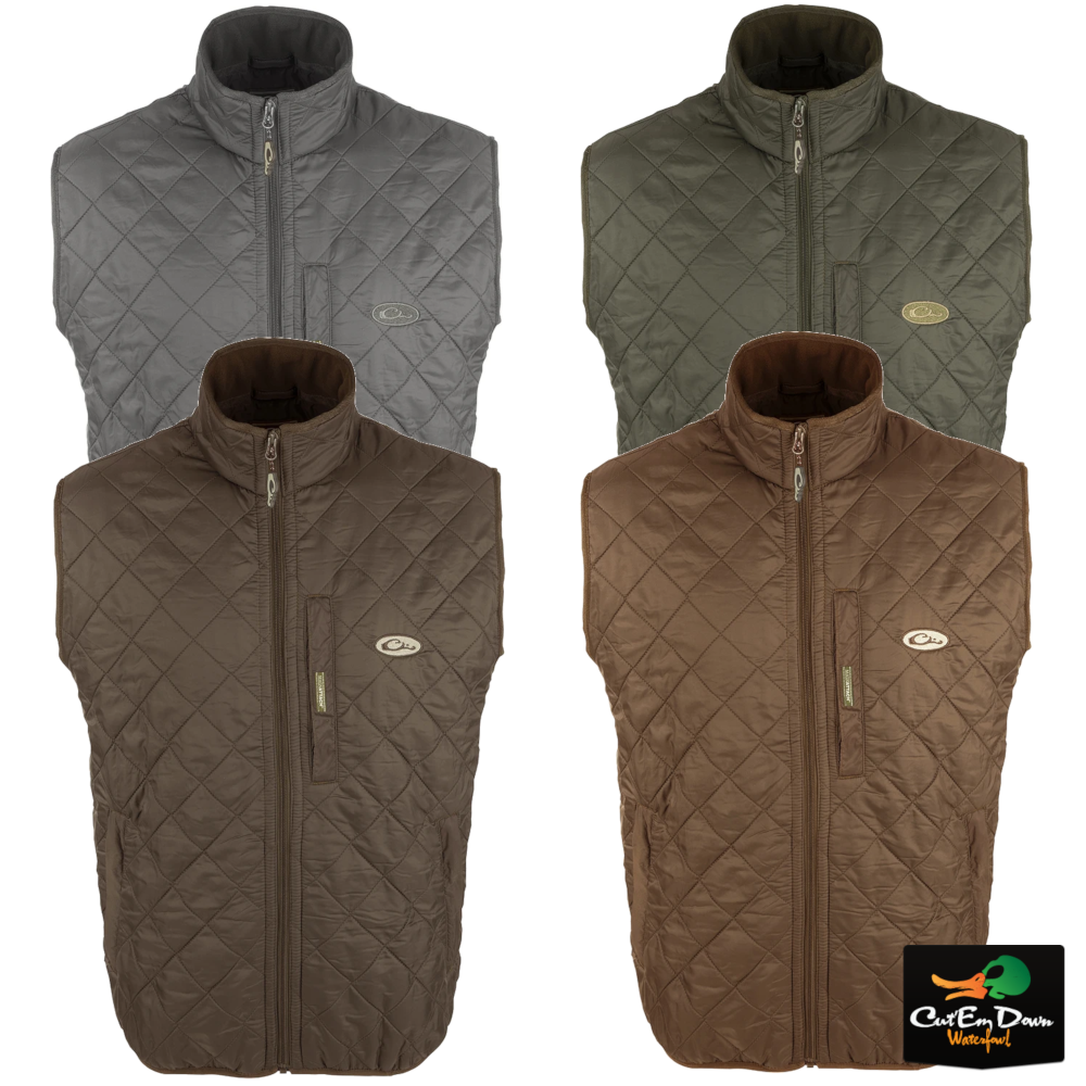NEW DRAKE WATERFOWL DELTA QUILTED FLEECE LINED VEST