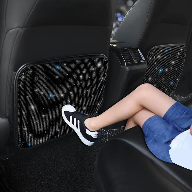 2-Pack Black Sparkling Diamond Car Kick Mats  Bling Back Seat ...