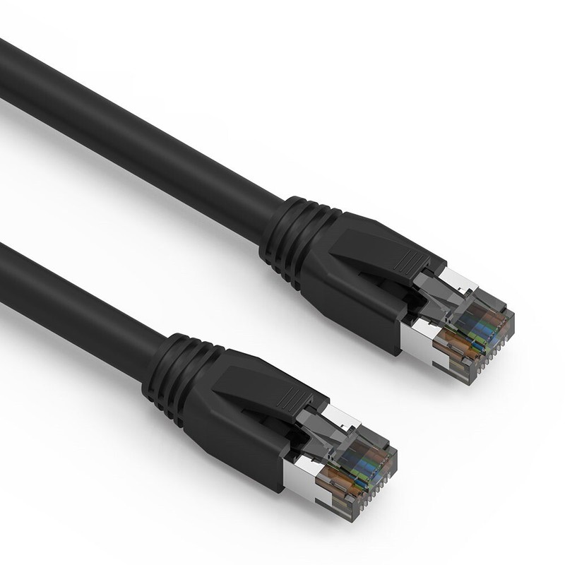 CAT8 SHIELDED 40G PATCH CABLE BLACK  24 AWG.  0.5,1,2,3,5,7,10 FT 2PACK