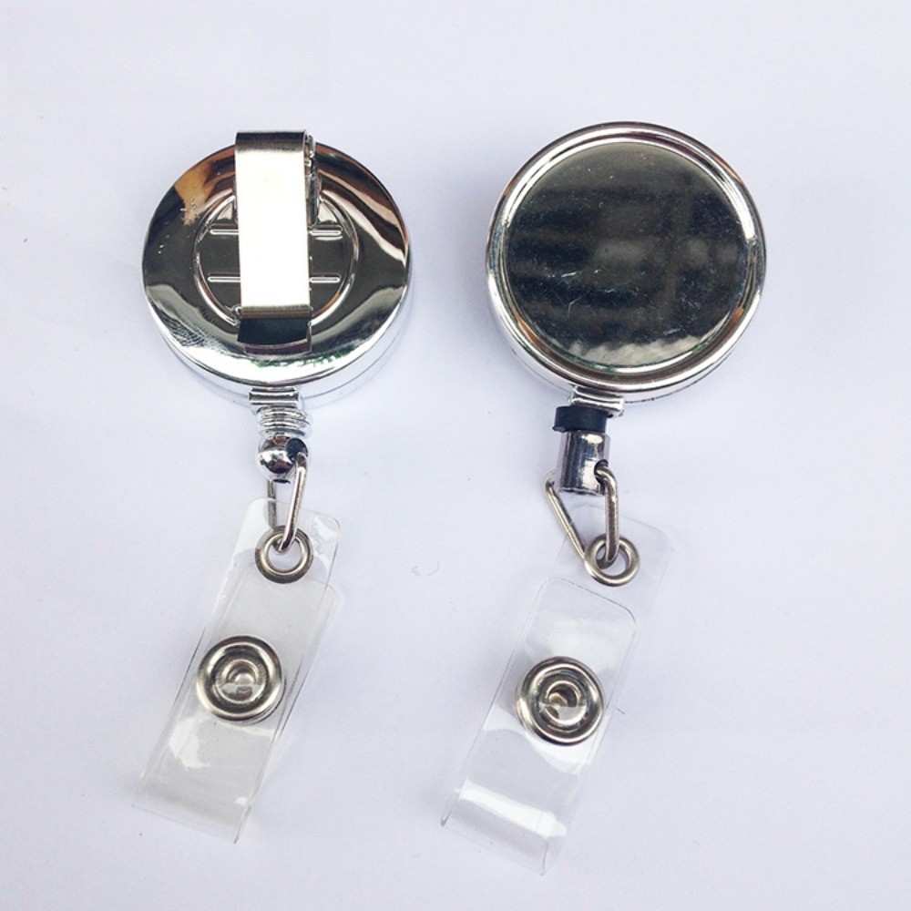 Durable Metal Retractable Key Holder Clip Work, School, Security - 3.2cm Dia