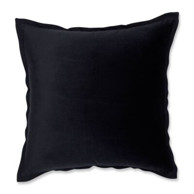 18x18 Velvet Flange Square Throw Pillow Black - Pillow Perfect: Silky Soft,