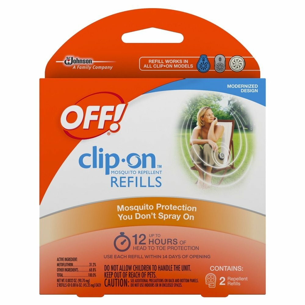 4 PACK OFF! Clip-On Mosquito Repellent Refills 2 per Package Total of 8 Refills