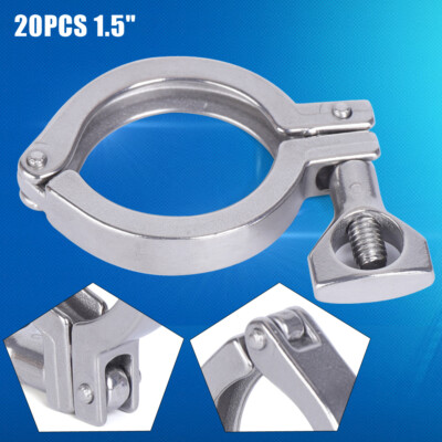 Set of 20 1.5'' Tri Clamp Clover Sanitary Fits 50.5MM OD Ferrule Stainless Steel 