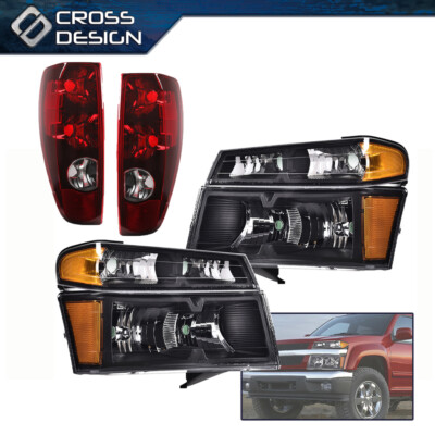 Fit For 2004-12 Chevy Colorado GMC Canyon Black Housing Headlights & Tail lights