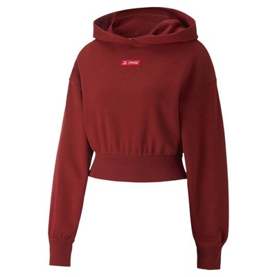 

Puma C. Cola X Cropped Pullover Hoodie Женская красная повседневная верхняя одежда 53616622, Красный