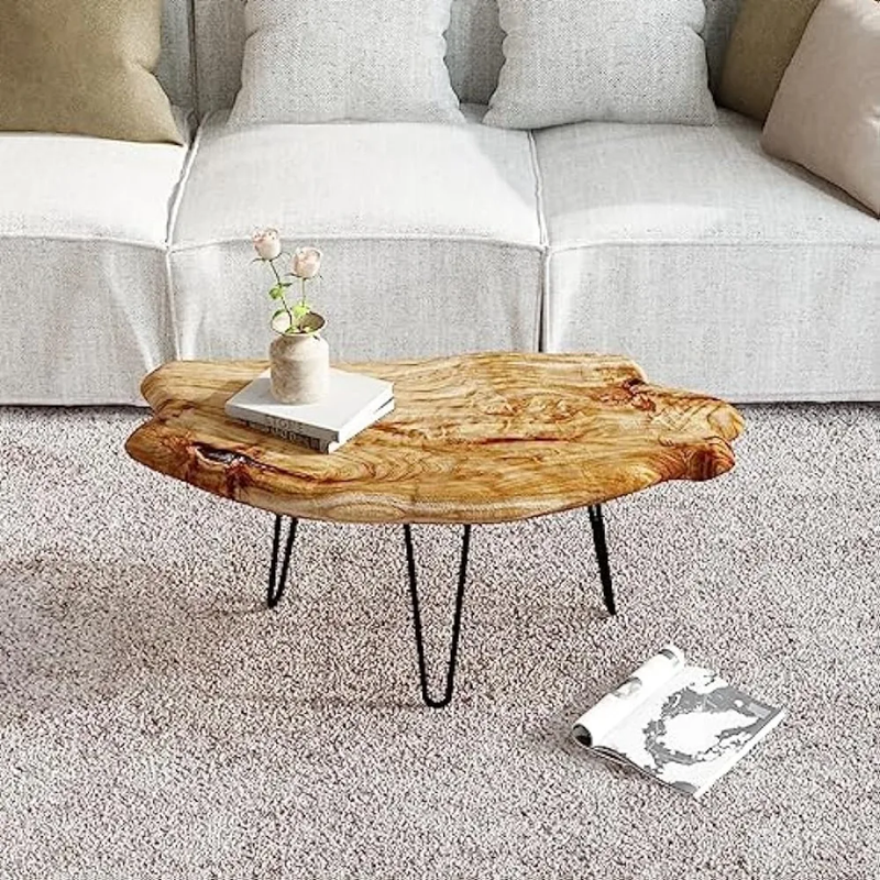 Restaurant Tables Live Edge Cedar Wood Coffee Table Metal Ha