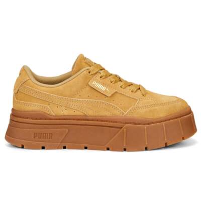 Puma Mayze Stack Suede Platform Женские Бежевые Кроссовки Повседневная Обувь 38398303