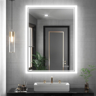 LED Bathroom Mirror Backlight Dimmable Wall Vanity Mirrors with Anti-Fog Memory