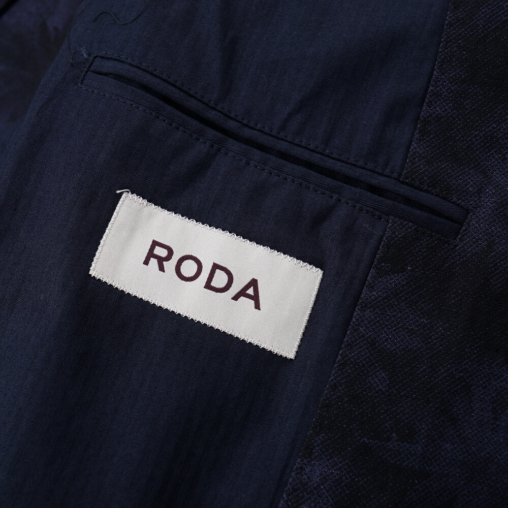 Pre-owned Roda $1495  Slim-fit Midnight Blue Floral Cotton-linen Suit 40 (eu 50)