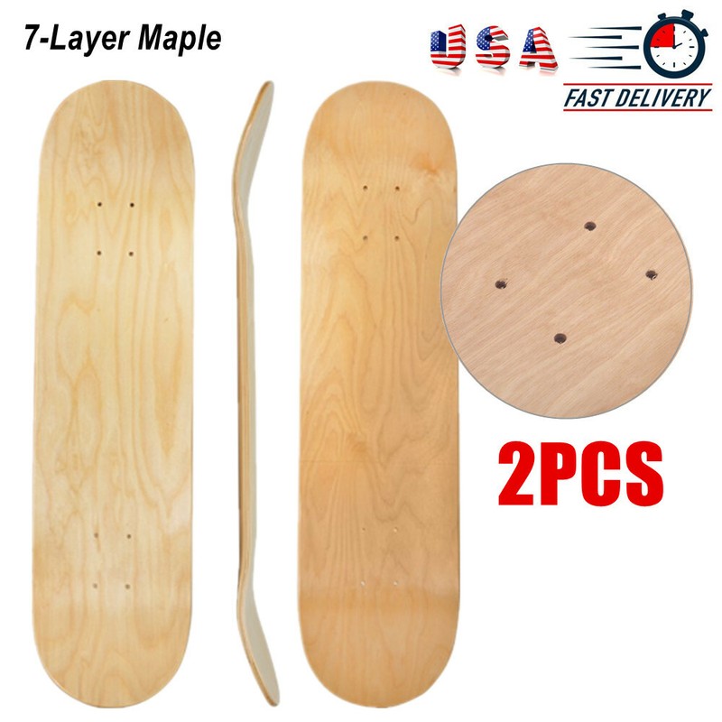 2pcs Blank Skateboard Decks Double Concave 7-Layer Maple Natural Skate Board HOT