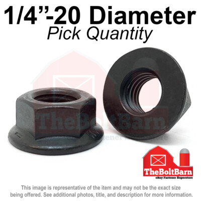 1/4''-20 Grade 8 Smooth Hex Flange Nuts Coarse Black Phos & Oil (Pick Qty)