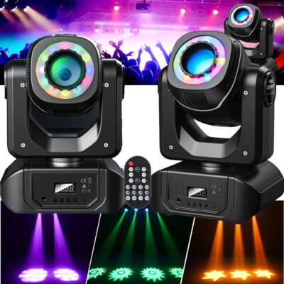 UKing 80W LED Moving Head RGB Stage Light DMX 512 with LED Ring Rainbow Lighting
