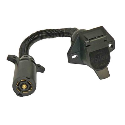 Pollak 7-Way RV Plug (Flat Pins) to 7-Way (Round Pins) Heavy-Duty Nylon Socket